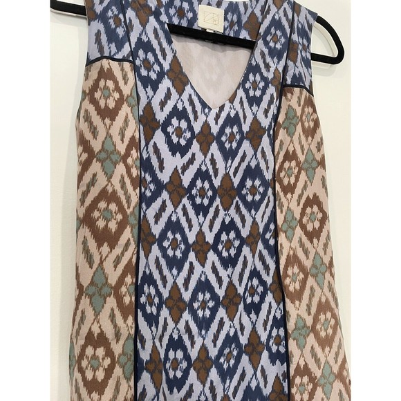Anthropologie 100% Silk "Spliced Ikat Shift" Dress $168 Size 0 No Belt - Picture 2 of 6